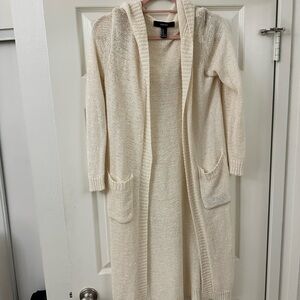 Women's Cream Hooded Sweater Cardigan
